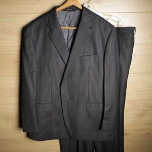 Lauren Ralph Lauren Men's Charcoal Pinstripe Wool Suit Jacket & Pants 48R